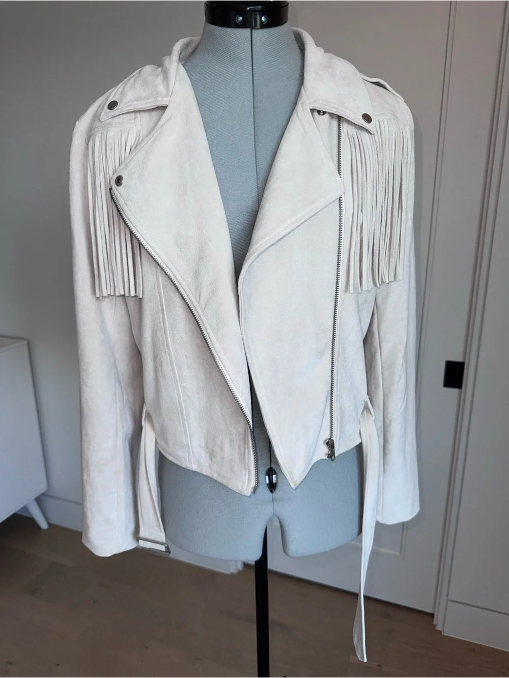 Light Cream Fringe Suede-like Western Jacket - Picture 5 of 6